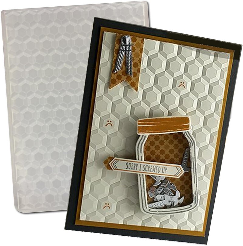 Arbuya Honeycomb Textured 3D Embossing Folder for Card Making, Bee Honey Hexagon Plastic Embossing Folder Craft Card Template for DIY Scrapbooking 4"x6" - Image 1